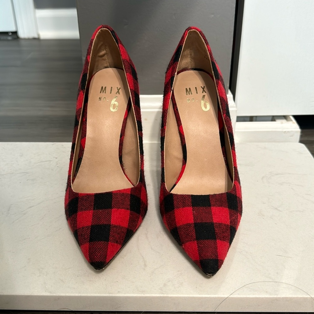 Mix No. 6 Red and Black Checkered Heels